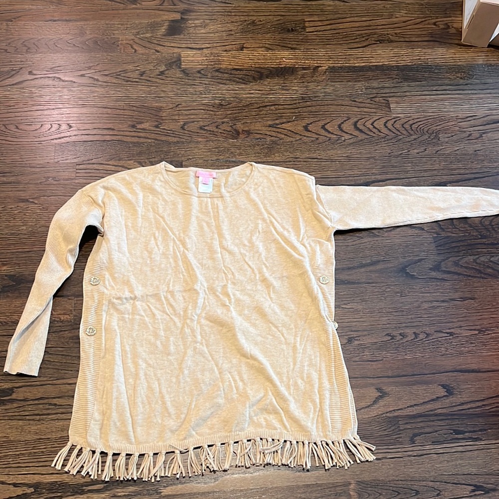 Lilly Pulitzer Cream Fringe Hem Sweater